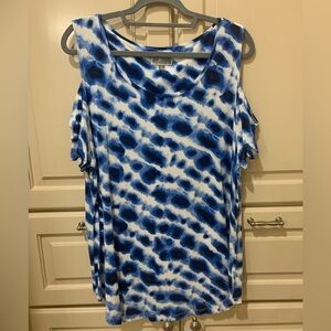 JM Collection cold shoulder, short sleeve blouse